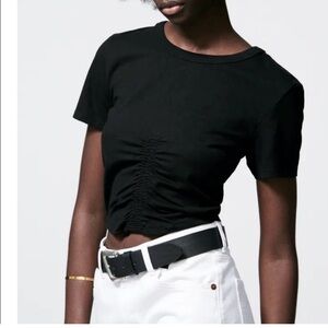 Zara Black Ruched Crop Top